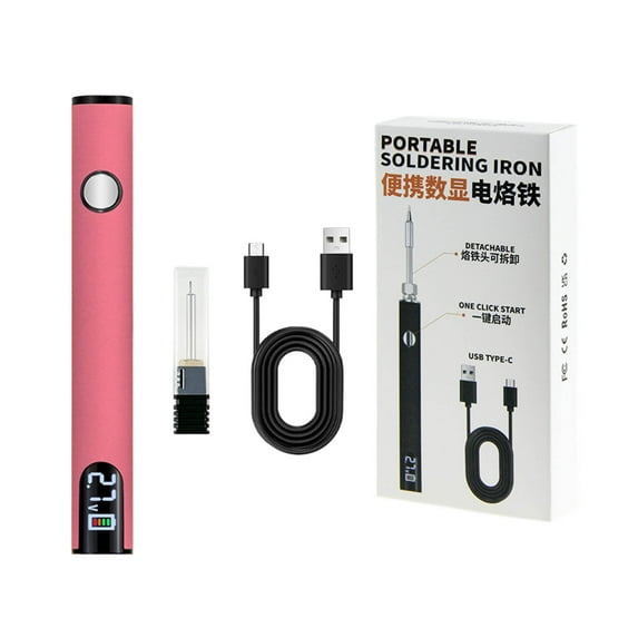 USB Powered Soldering Iron with LED Display and Adjustable Voltage - Portable Tool for Electronics Repair, 510 Connector