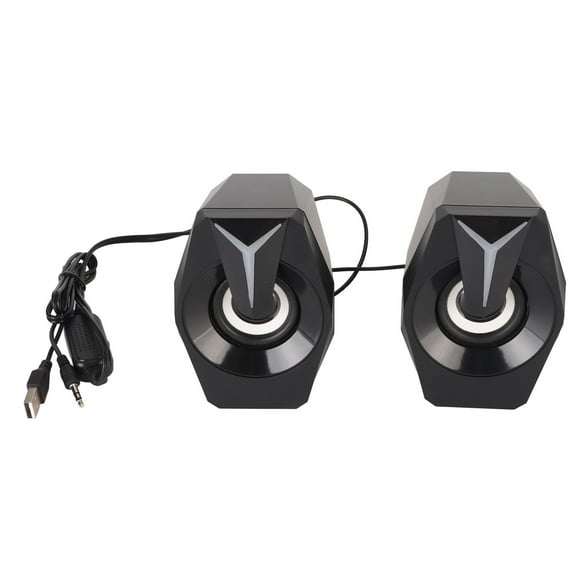 USB Powered Speaker with RGB Lights Volume Control Portable Wired Subwoofer Speaker for Laptop Desktop Computer Desktop Black