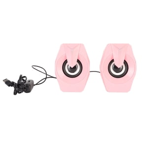 USB Powered Speaker with RGB Lights Volume Control Portable Wired Subwoofer Speaker for Laptop Desktop Computer Desktop Pink