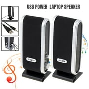 USB Powered Stereo Speaker System - Small Size - with Volume Control & 3.5 mm Audio Plug to Connect to Laptop, Notebook, Desktop, Computer - Black
