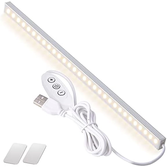 Hasako USB Powered Under Cabinet Lighting, 12" Tool-Free Mount Dimmable LED Strip for Pantry & Workspace