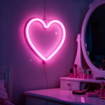 USB-Powered Valentine's Day LED Neon Heart Lights - Romantic Decorative Lamp for Wall, Bedroom & Room, Perfect for Photo Shoots & Party Backdrops, Festive Love-Themed Lighting, 7.87*8.27in, Pink