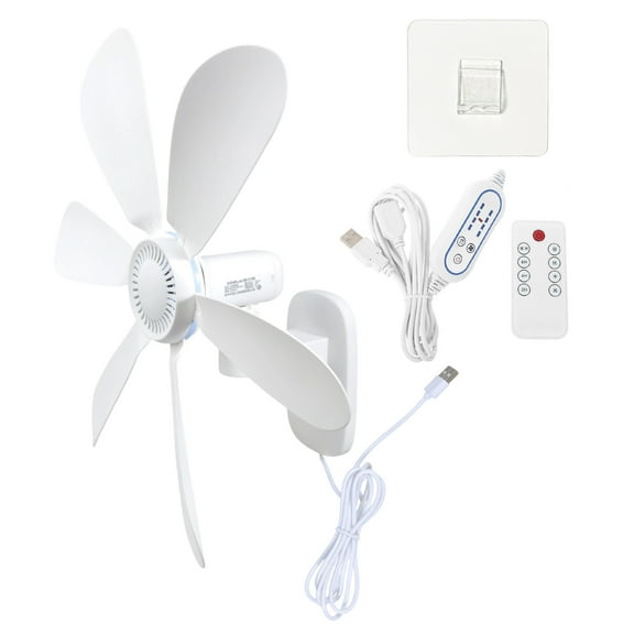 USB-Powered Wall Fan with Detachable Remote, 4 Speed Settings & Timer Function for Home Office Tent - Energy Efficient
