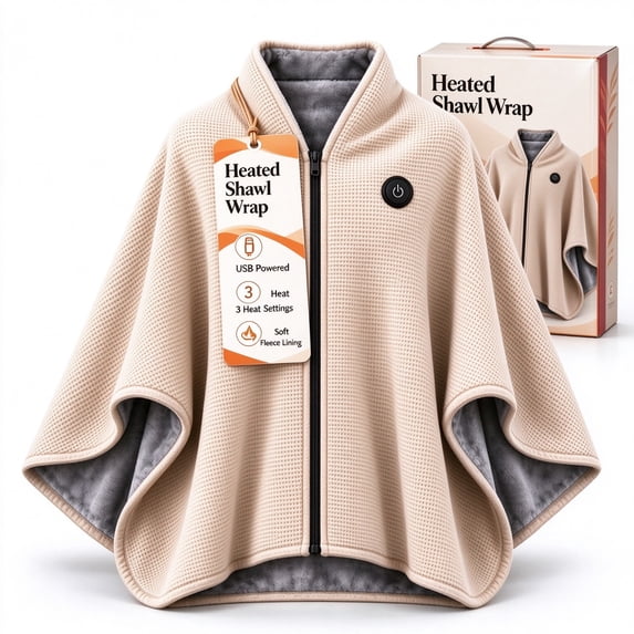 USB Powered Wearable Heated Shawl, Portable Electric Heating Wrap ...