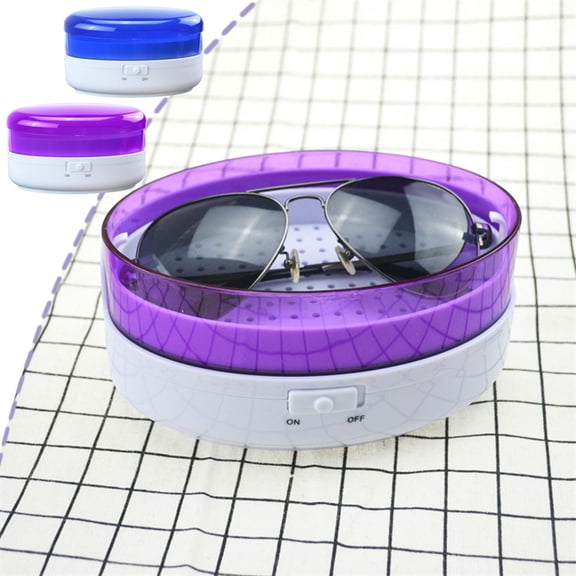USB Powered and Eyeglasses Cleaner Mini Vibrating Cleaning Machine with Basket and Suction Cup Base for Home or Travel