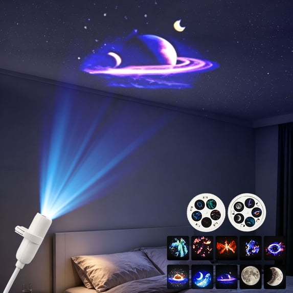 Ocean & Galaxy Projector Night Light for Bedroom, Car, LED Starry Sky Lamp with 360 Degree Flexible Gooseneck, USB Powered Galaxy Light for Home Decor Sleep Mood Lighting