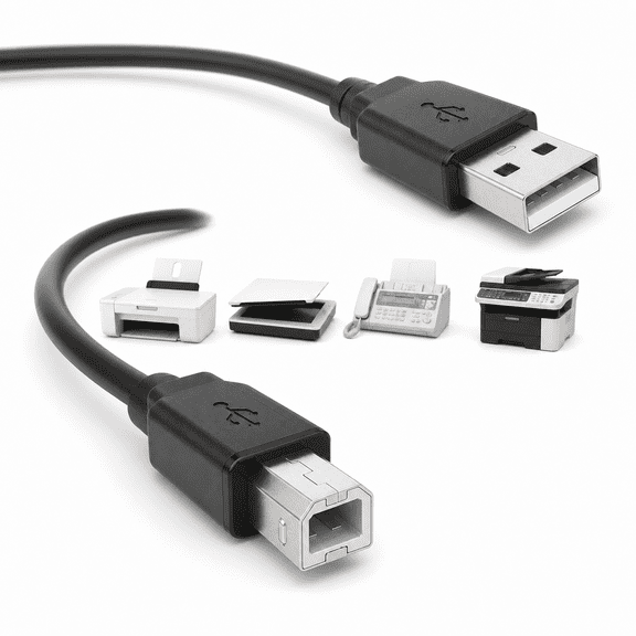 USB Printer Cable 6.6 ft, USB 2.0 A to B High-Speed Replacement Cord with Ferrite Core for HP, Canon, Epson, Brother and Lexmark Printers and Scanners