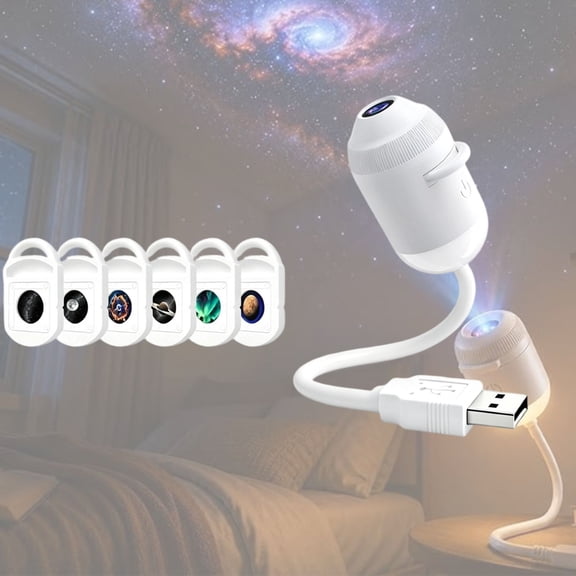 USB Projector Lamp Starry Sky Night Light with Clear Image and Adjustable Brightness Touch Control 2-in-1 Night Light and Star Projector for Home Travel,(6 Projection Films)