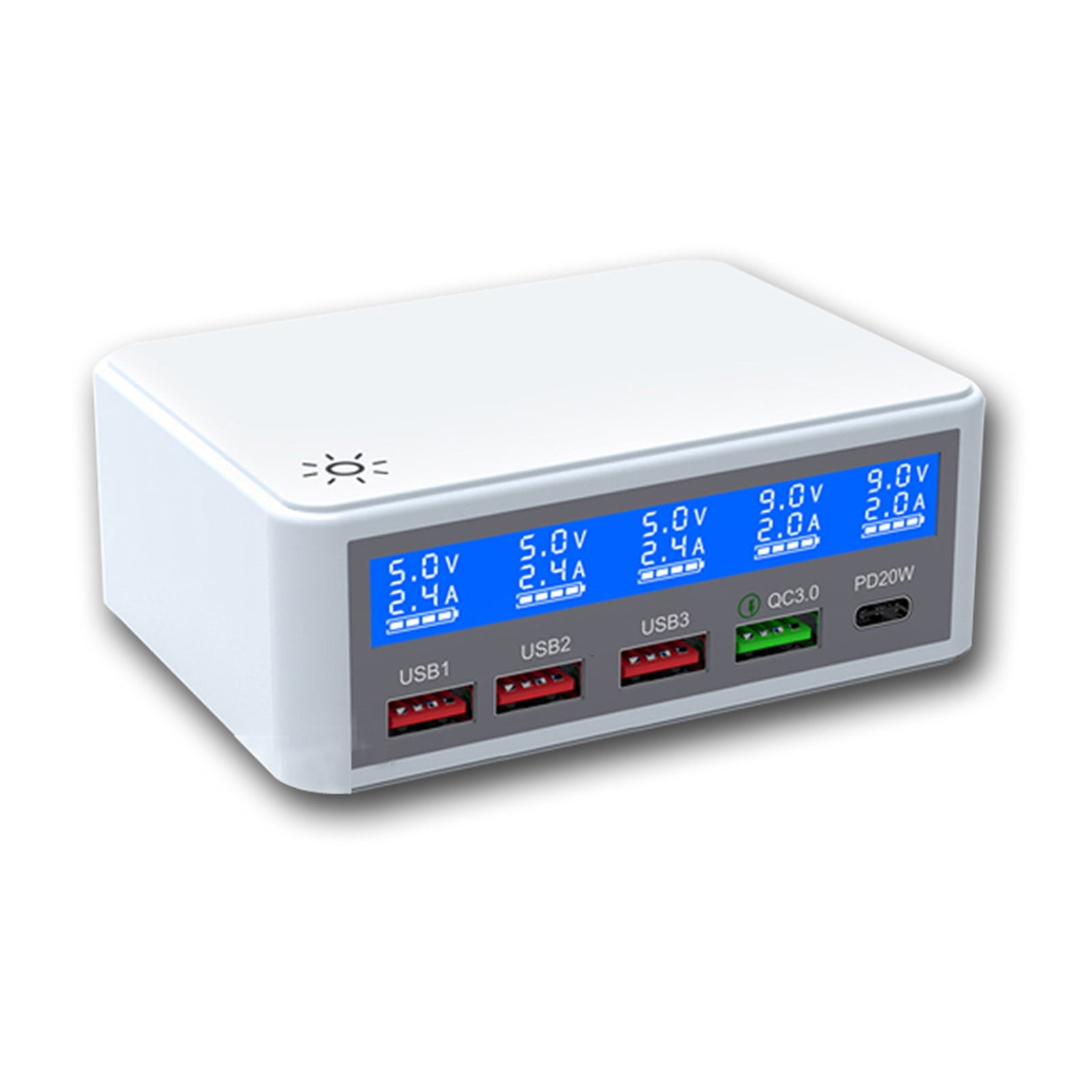 USB Quick Charger 40W 5Port LED Display Quick Charge 3.0 Desktop Charger Charging Station Multi