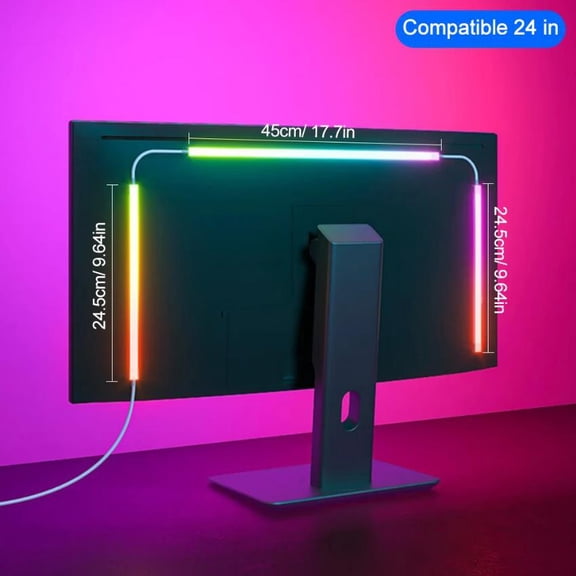 USB RGB LED Strip Lights, 24-34 Inch Monitor Backlight with Music Sync App Control for Gaming Desk Room Decoration