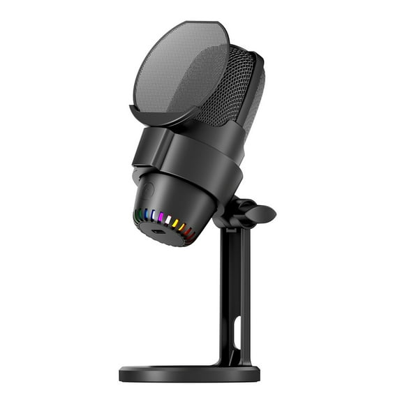 USB RGB Microphone Computer Mic Kit with Tripod Noise Reduction Plug & Play One Key to Mute for Gaming/Meeting/Live Streaming/Audio Recording/Video