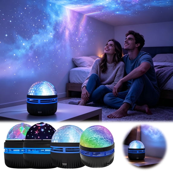 USB RGB Rotating Galaxy Projector Night Light, Color Changing Ambient Lamp with Disco Ball Lens, USB Powered Portable Star Projection Light for Bedroom Kids Room Party Sleep Decor