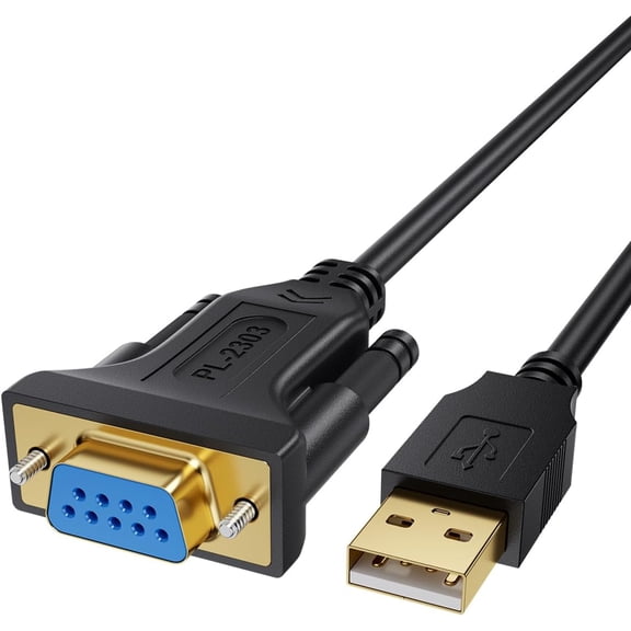 USB to RS232 Serial Adapter with PL2303 Chipset, 6.6 FT USB 2.0 to DB9 Female Converter Cable for Cashier Register, Modem, Scanner, Digital Cameras,CNC etc, Black