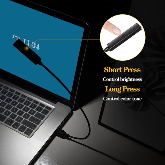 USB Reading Light, Laptop Keyboard Light for Computer Adjustable Gooseneck, 3 Color x 3 Brightness USB Lamp/1pc + 3pcs Mini LED (1 + 3)