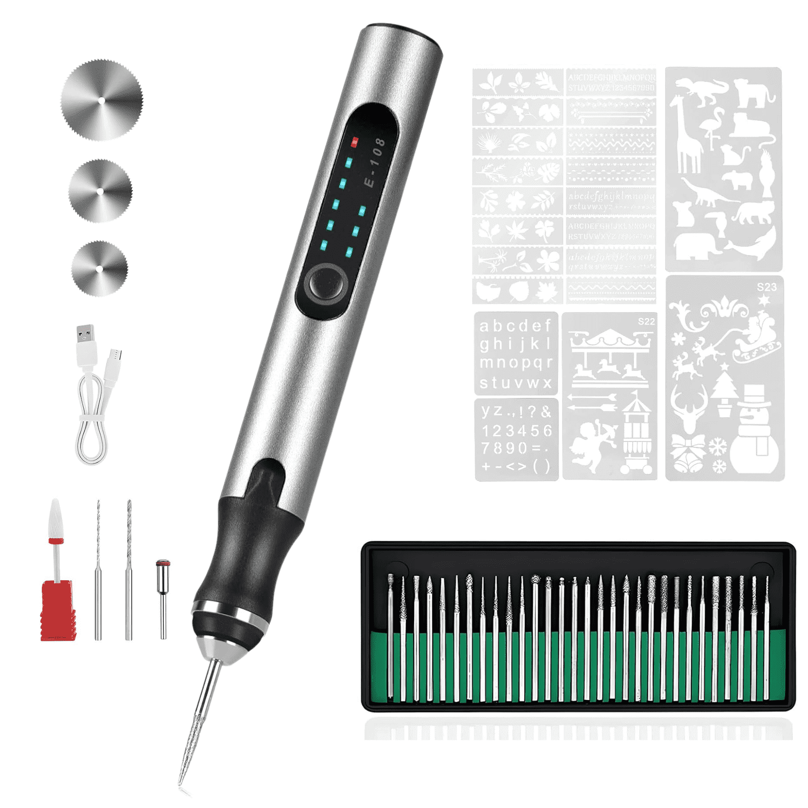 Electric Engraving Pen with 37 Bits, USB Rechargeable Cordless Engraving Machine, Portable DIY Rotary Engraver for Jewelry Wood Glass Stone Carving