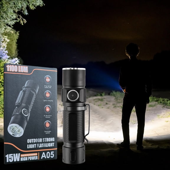 USB Rechargeable 5-Mode High Powered LED Flashlight, Aluminum Alloy Super Bright Zoomable IPX6 Waterproof, Emergency Phone Charging Long Battery, Portable Torch For Outdoor Camping Hiking Home