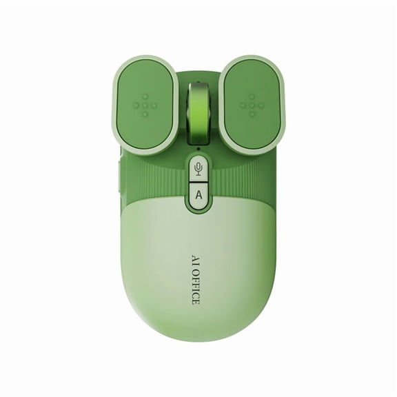 USB Rechargeable AI Wireless Mouse Silent 2.4G/Bluetooth Mouse AI Voice Control for Computer/ Green
