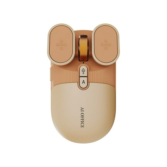 USB Rechargeable AI Wireless Mouse Silent 2.4G/Bluetooth Mouse AI Voice Control for Computer/ Milk Tea Color