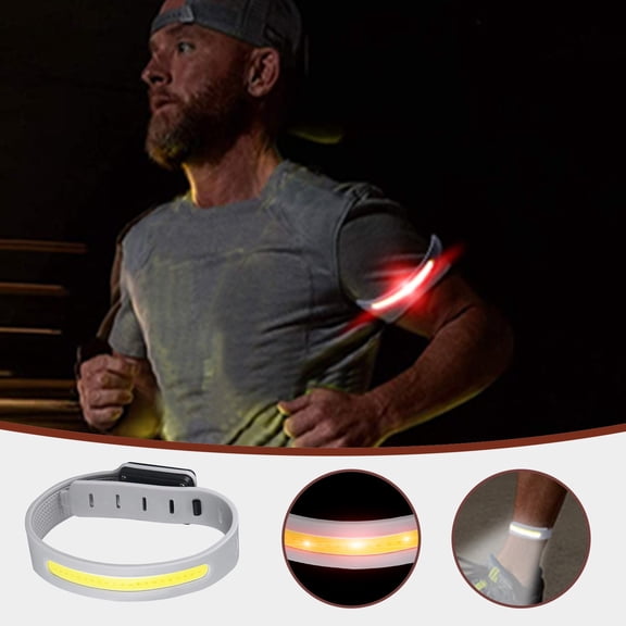 USB Rechargeable Armband Running Light, Waterproof Sweatproof Adjustable Safety Lamp, Three Modes Warning Flash Light for Outdoor Jogging Cycling Walking Evening Sports Use