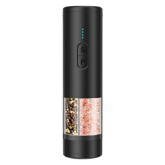 USB Rechargeable Automatic and Pepper Mill Grinder Set with LED Light Battery Display Adjustable Coarseness Kitchen Gadget