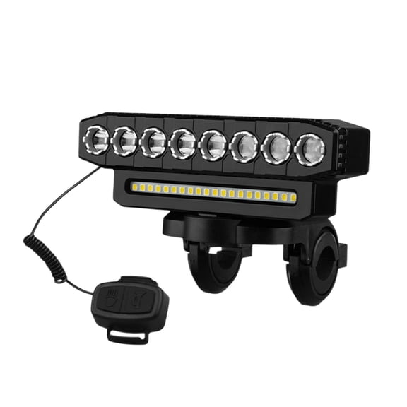 USB Rechargeable Bike Headlight (8-LED)​ - High/Low Beam with Horn, Riding Light, Black
