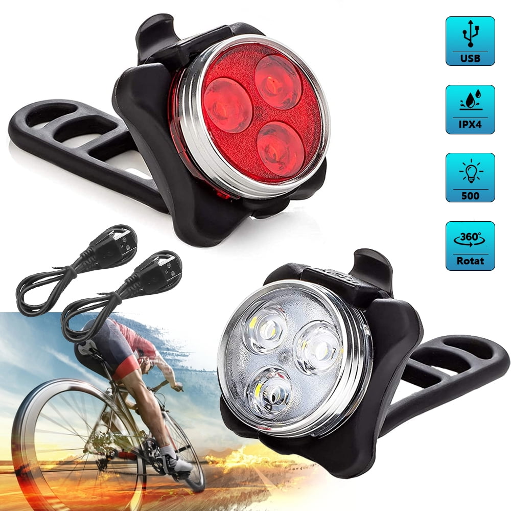 USB Rechargeable Bike Light Set DFITO Super Bright Front