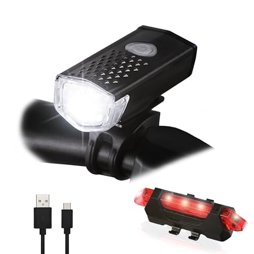 USB Rechargeable Bike Lights Set Bike Lights For Night Riding,3 Light Modes,Ideal for City Commuting,Mountain Biking,and Outdoor Adventures with Front Headlight and Rear Taillight Bike Accessories