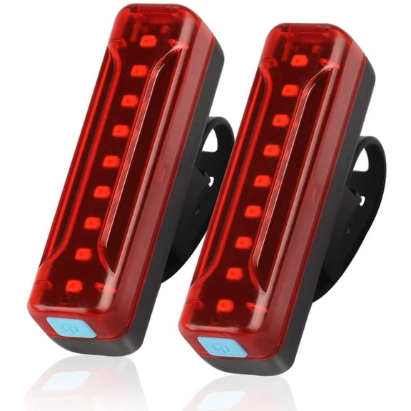 USB Rechargeable Bike Tail Light 2 Pack,1200mAh Runtime 50 Hours,Ultra Bright LED Bike Rear Light,5 Light Mode Options,IPX5 Waterproof(2 USB Cables Included)