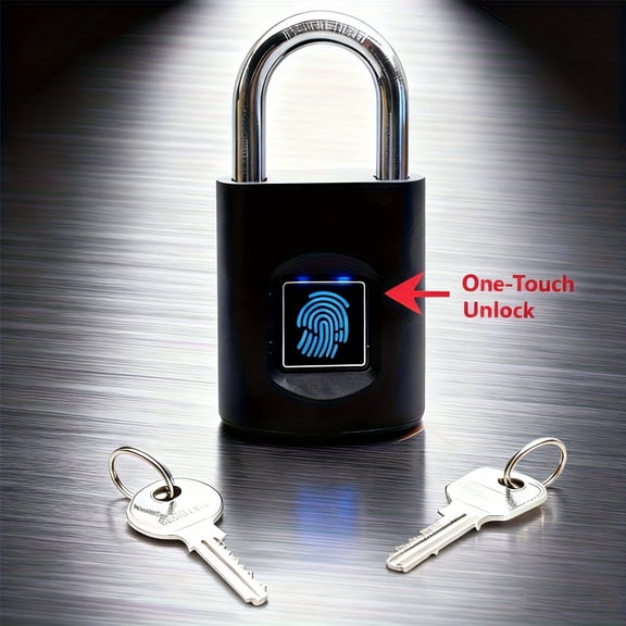 USB Rechargeable Biometric Fingerprint Lock Suitable for Gym Lockers, School Doors, Security - Keyless Anti-Theft Padlock with Fingerprint Scanner, USB- for, Lock Box, Door Lock (No Keys Required)