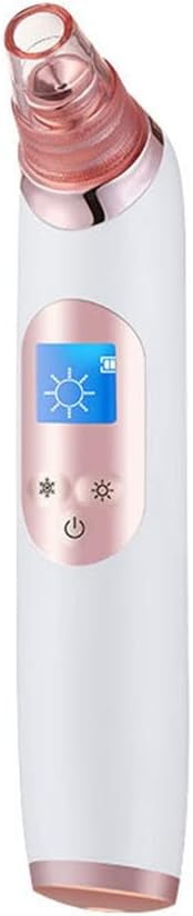 USB Rechargeable Blackhead Remover, 3-Speed Suction Facial Pore Cleaner, Pore Cleaning Beauty Device with 4 Replacement Heads & Display, for Beauty Hot and Cold Compress (Color : Pink)