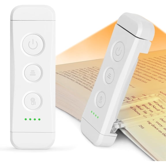 USB Rechargeable Book Light, Portable Clip-on LED Reading Light, Reading Lights for Books in Bed with 3 Amber Colors & 5 Brightness Dimmable, Compact & Long Lasting, Perfect for Book Lovers