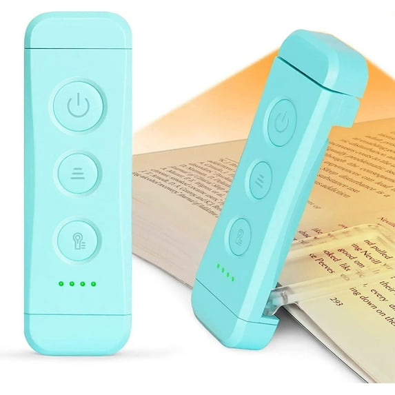 USB Rechargeable Book Light, Portable Clip-on LED Reading Light, Reading Lights for Books in Bed with 3 Amber Colors & 5 Brightness Dimmable, Compact & Long Lasting, Perfect for Book Lovers