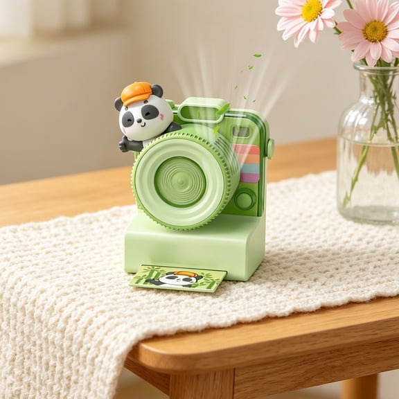 USB Rechargeable Cartoon Camera Shaped Leafless Handheld Fan 3 Speed Portable Hanging Cooling Fan for Office Travel Indoor