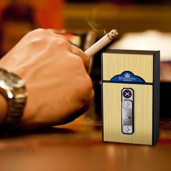 USB Rechargeable Case Lighter, Electronic Case with Storage for 20 Cigarettes, Fashion Outdoor Travel
