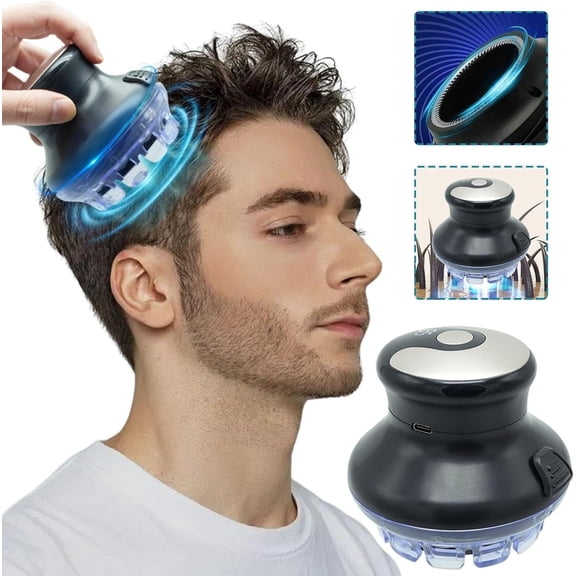 USB Rechargeable Circular Electric Hair Trimmer, Waterproof Quick Cut Bald Hair Clipper with LED Power Display, Cordless Compact DIY Home Grooming Shaver for Men