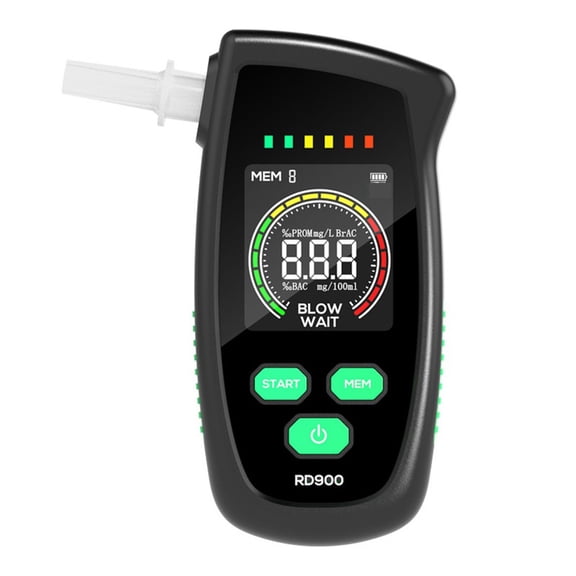 USB Rechargeable Compact Breathalyzer with Semiconductor Sensor Technology LCD Screen and Five Single-Use Mouthpieces for