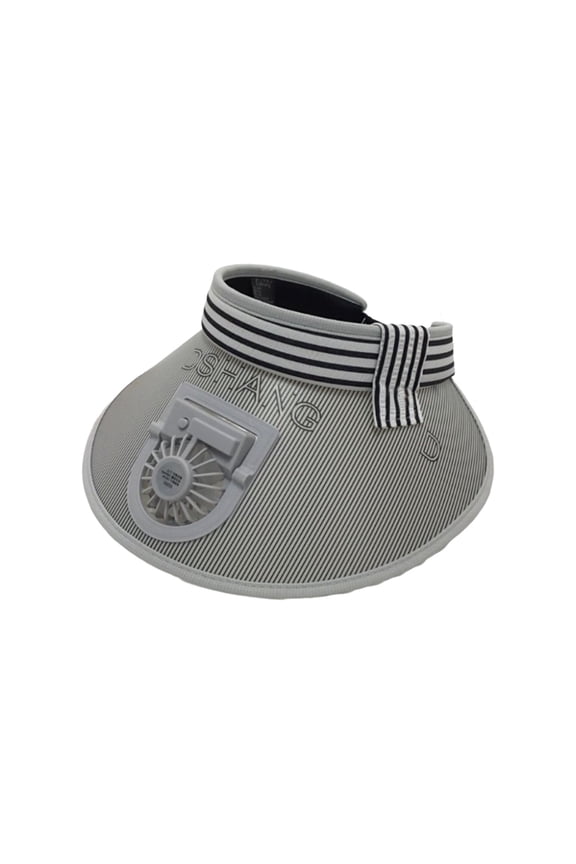 USB Rechargeable Cooling Fan Sun Hat Wide Brim Breathable Outdoor Sports Hat Adjustable Headband Triple-Speed Ventilation System Gardening Running Sun Protection Gear(Gray)