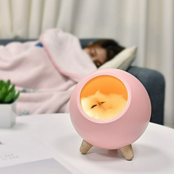 USB Rechargeable Cute Cat Night Light with Touch Control, Soft Glow Bedside Lamp for Kids Bedroom, Sleep Companion with Adorable Design
