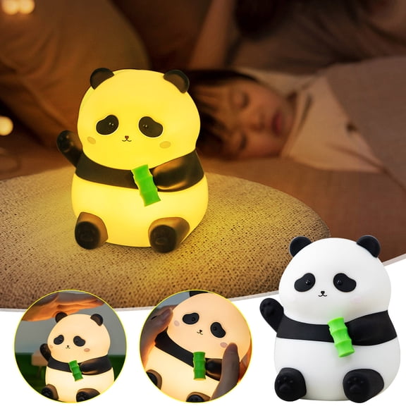 USB Rechargeable Cute Panda Night Light with Timer, Dimmable LED Night Lamp, Soft Silicone Touch Light for Bedroom Desk Decor Christmas Birthday Gift