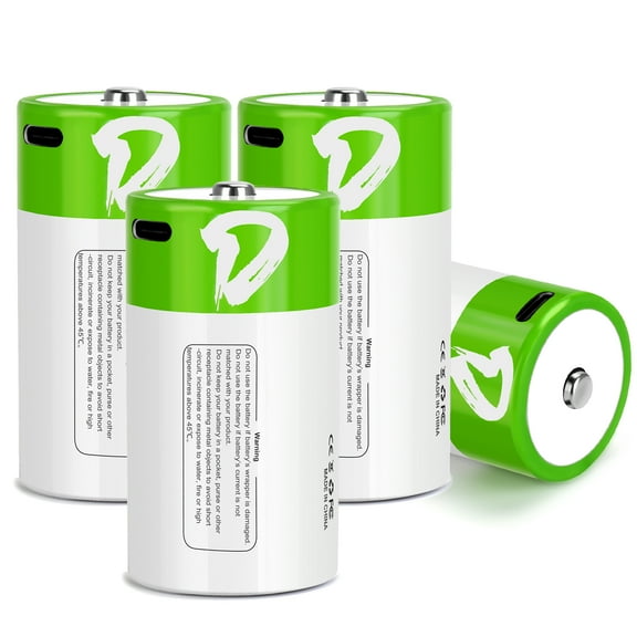 USB Rechargeable D Lithium Batteries 4 pack,1.5V 7500mAh Rechargeable D Battery ,Lr20 1.5v Battery Size D