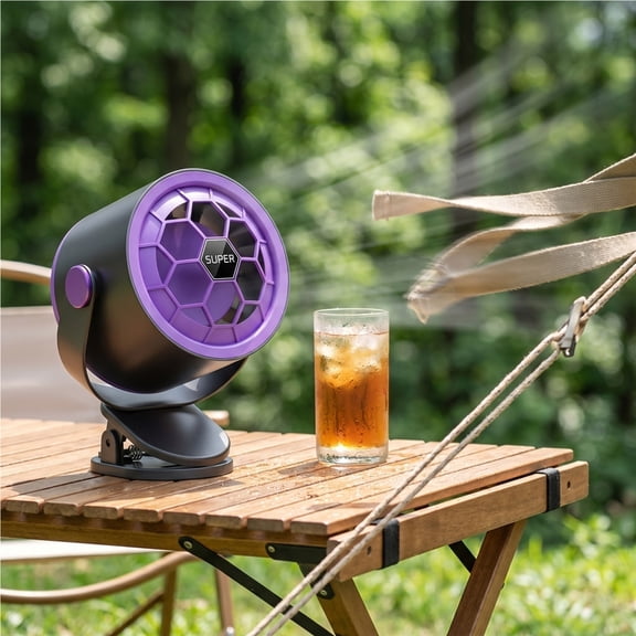 USB Rechargeable Desk Fan with Clip and Wall Mount, 5 Speed Portable Air Circulator Fan for Office Bedroom Dorm Travel Camping, Quiet Cooling Fan with Adjustable Airflow Control