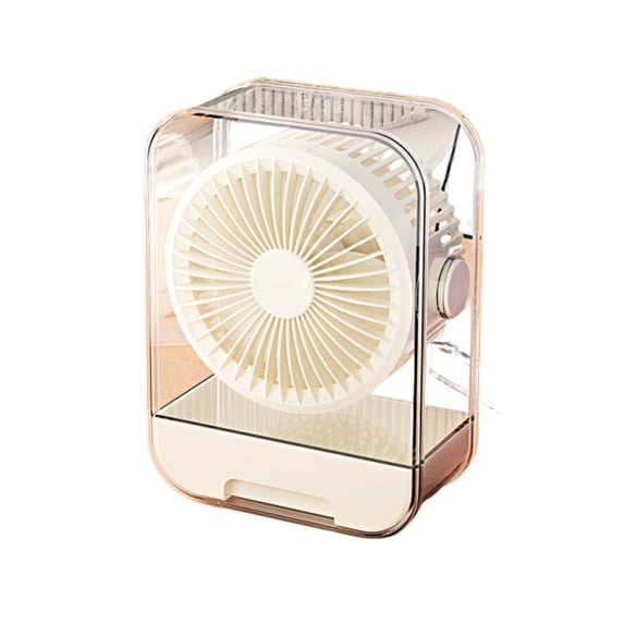 USB Rechargeable Desktop Circular Fan with Built-In Storage Box - 5W Desk Fan for Office, Home, Travel, Camping, and Compact Desk Setup