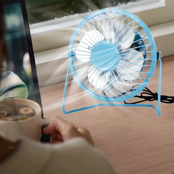 USB Rechargeable Desktop Fan with Cat Ear Design,Portable Small Fan for Home Office Dormitory Use,Quiet Personal Cooling Fan with Adjustable Speed,Cute Decorative Fan for Teens(Blue)