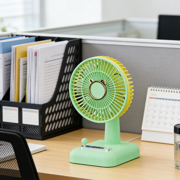 USB Rechargeable Desktop Fan Foldable Makeup Mirror Fan LED Light 3 Speed Quiet Portable Handheld Desk Fan Neck Hanging Vanity Travel Office Summer Cool Fan for Makeup Desk Bedroom Use Gift Choice