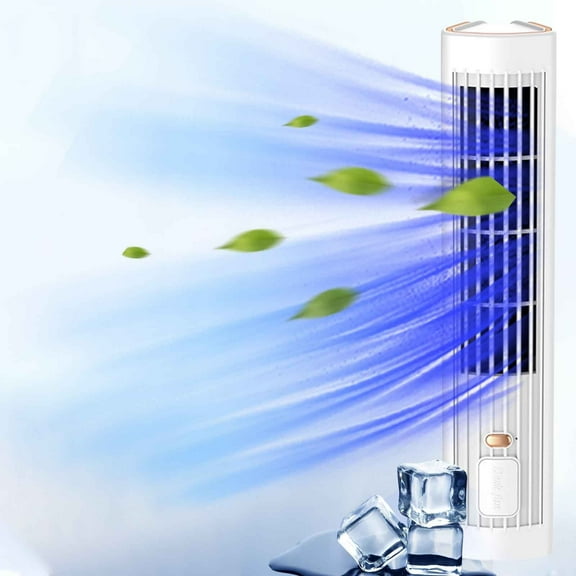USB Rechargeable Desktop Tower Fan with Remote Control Silent Operation for Home Office Bedroom Cooling(White)