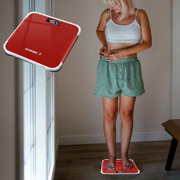 USB Rechargeable Digital Bathroom Scale, High Accuracy Electronic Weight Scale with LCD Display and Tempered Glass, 10.24in Portable Design