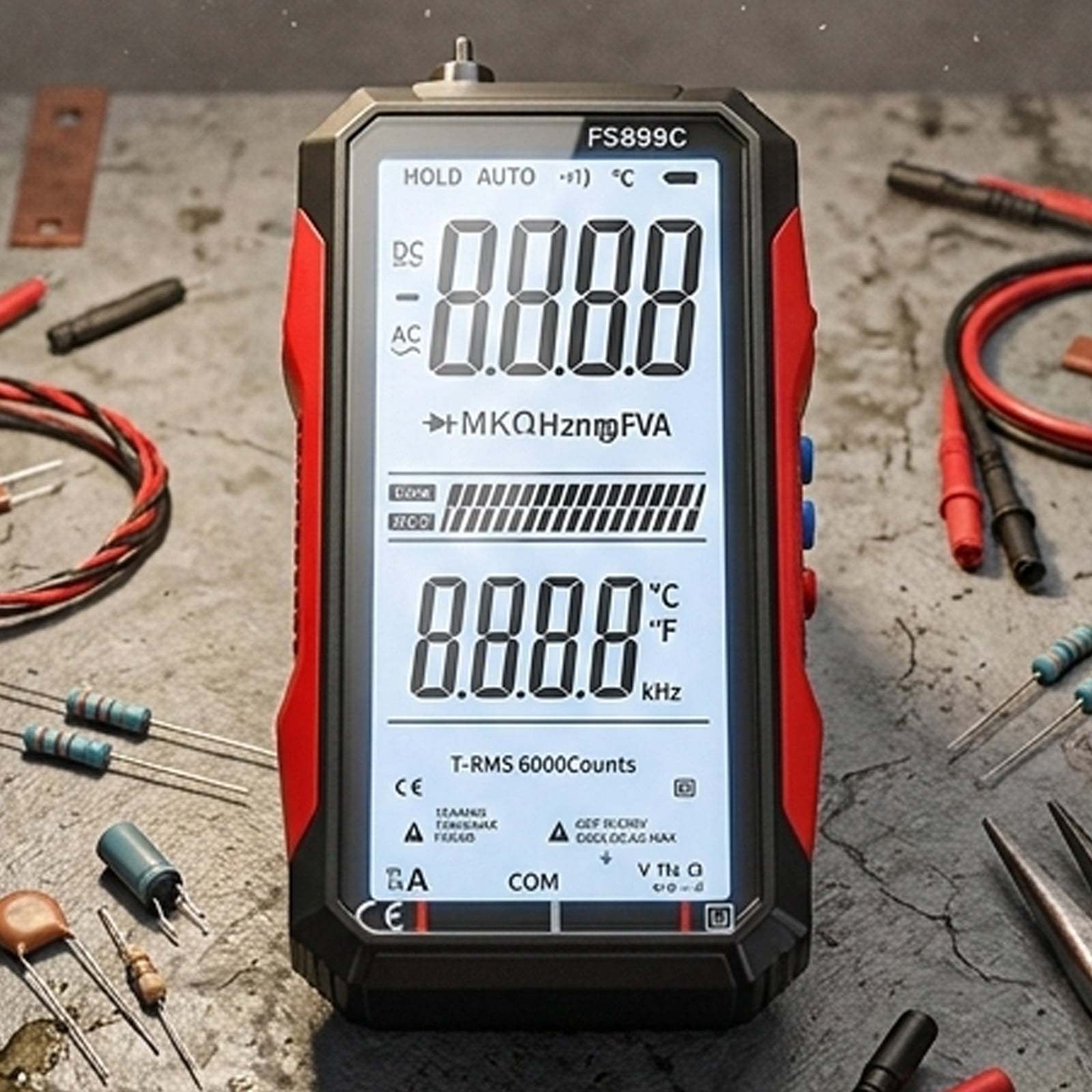 JAMCORAX USB Rechargeable Digital Multimeter with Large Screen,6000 Counts True RMS,Smart Digital Voltmeter for Automotive,Home and Industrial Use