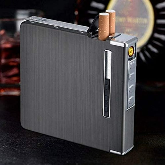USB Rechargeable Electric Built-in Flame Less Lighter Cigarette Case Automatic Ejection