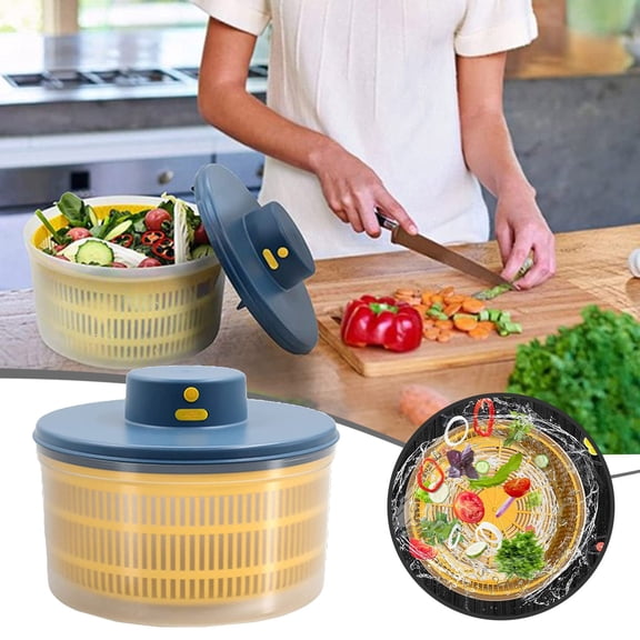 USB Rechargeable Electric Lettuce & Vegetable Dryer, Quick Drying Fruit Spinner with Bowl