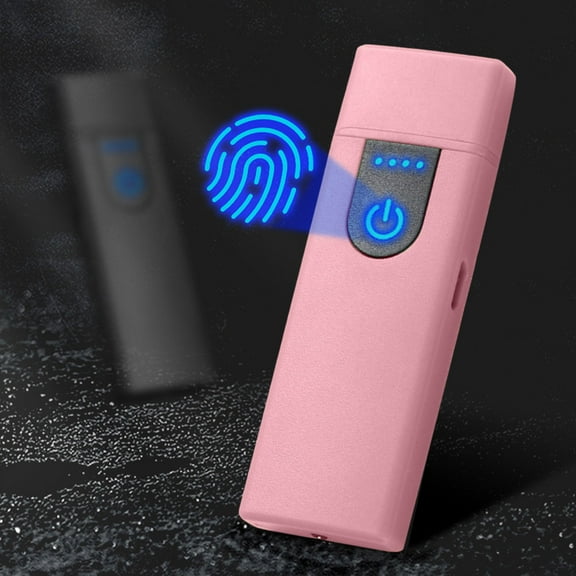 USB Rechargeable Electric Lighter for Candle Camping Outdoor, Touch Fingerprint Ignition Windproof Plasma Lighter with Battery Indicator, Portable Flameless Cool Gadget Gifts for Men Women Smokers